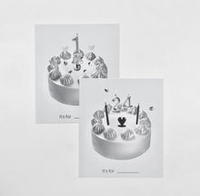 Load image into Gallery viewer, Silver Cake Postcard & Sticker Set
