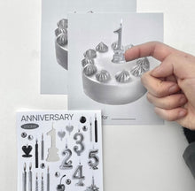 Load image into Gallery viewer, Silver Cake Postcard & Sticker Set