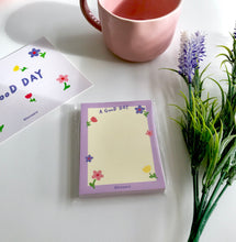 Load image into Gallery viewer, 'A Good Day' Flower Memo Pad