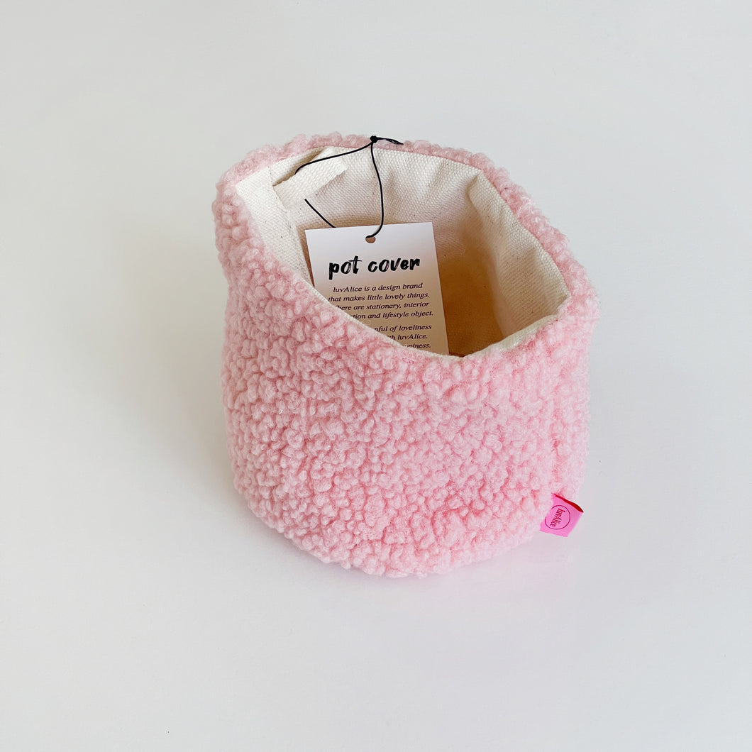 Fluffy Plant Pot Cover - PINK