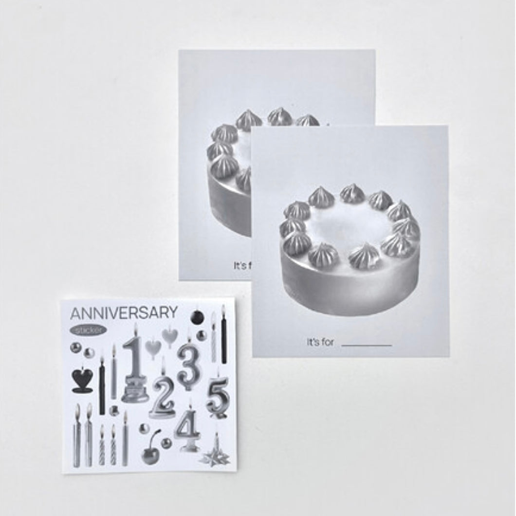 Silver Cake Postcard & Sticker Set