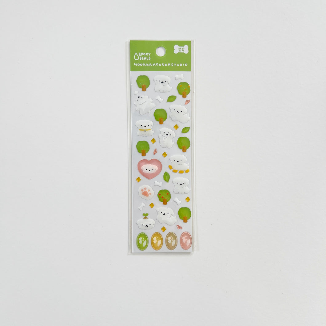 Walking Puppy Epoxy Seal Sticker