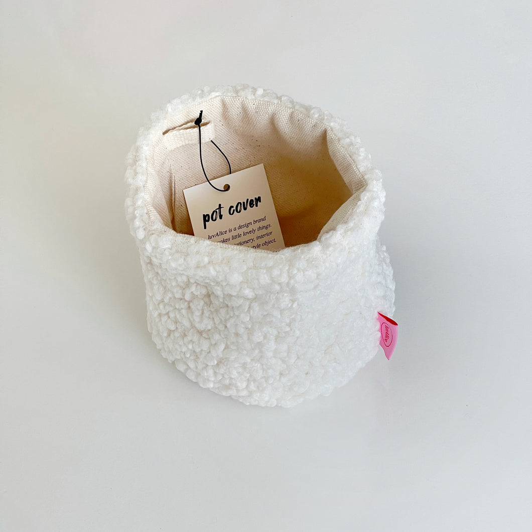 Fluffy Plant Pot Cover - IVORY