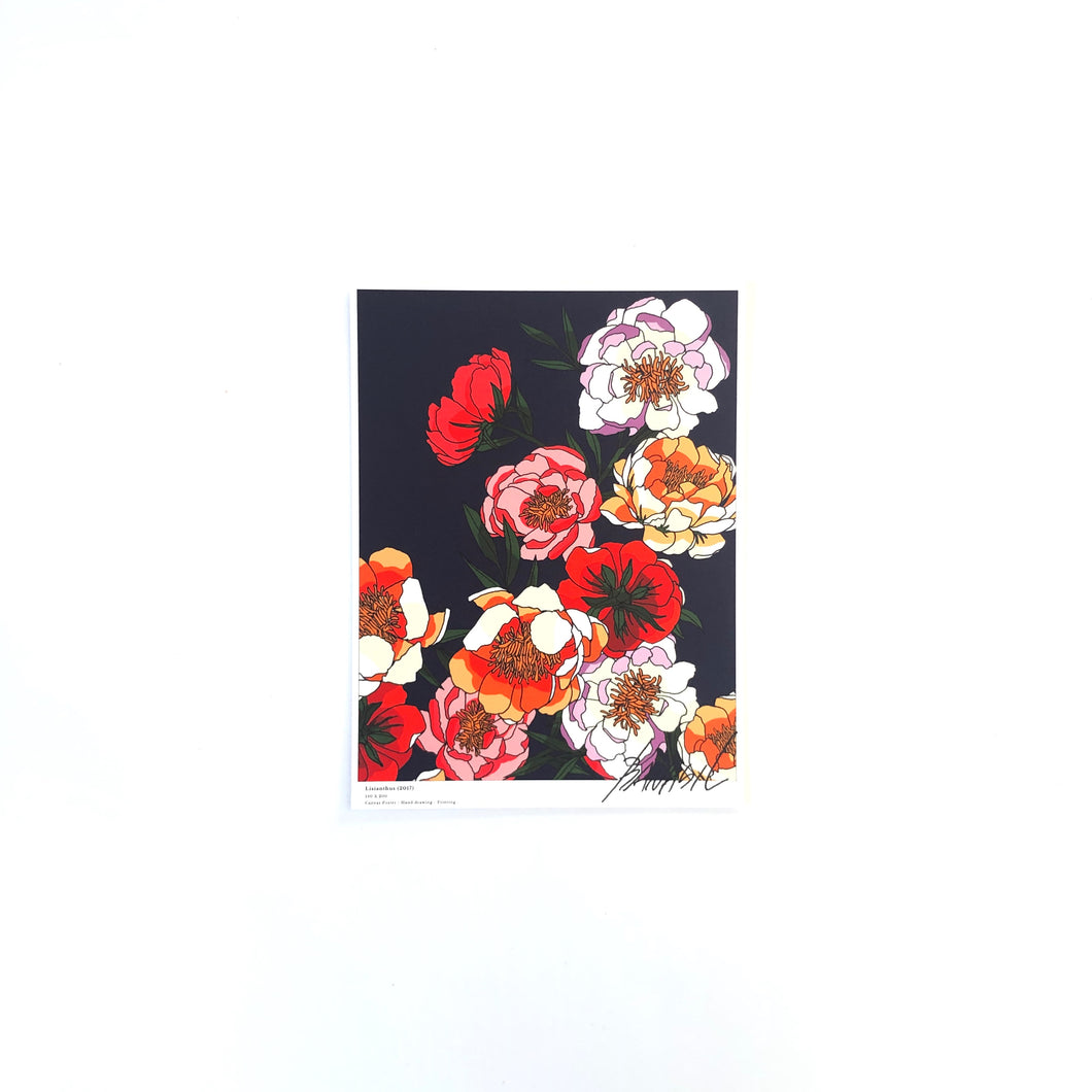 A5 Flower Poster - Lisianthus (NAVY)