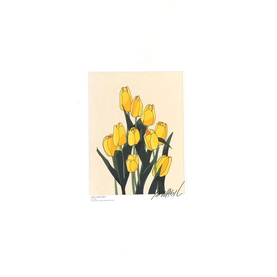 A5 Flower Poster - Yellow Tulip (BEIGE)