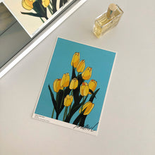 Load image into Gallery viewer, A5 Flower Poster - Yellow Tulip (BLUE)
