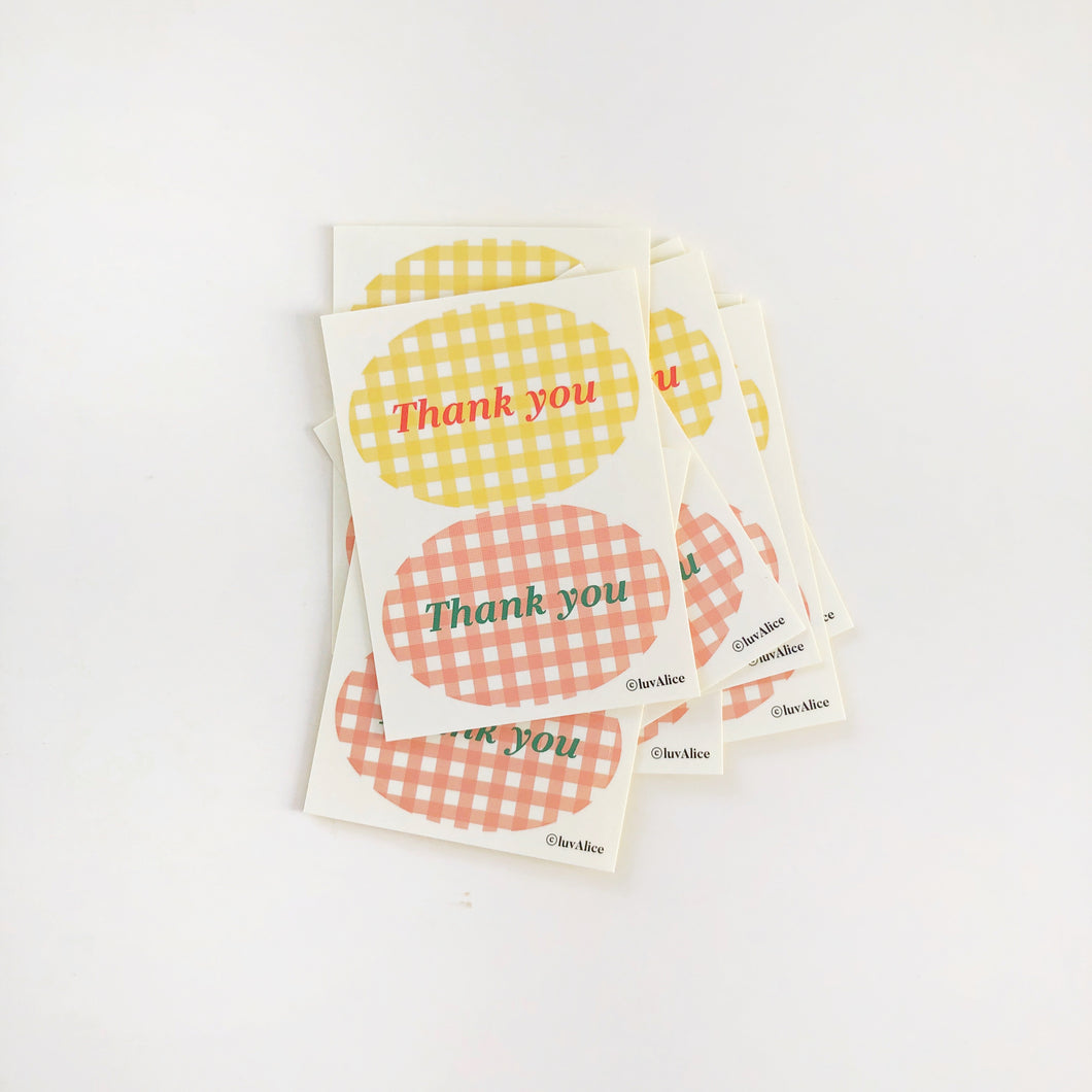 Gingham Thank You Sticker